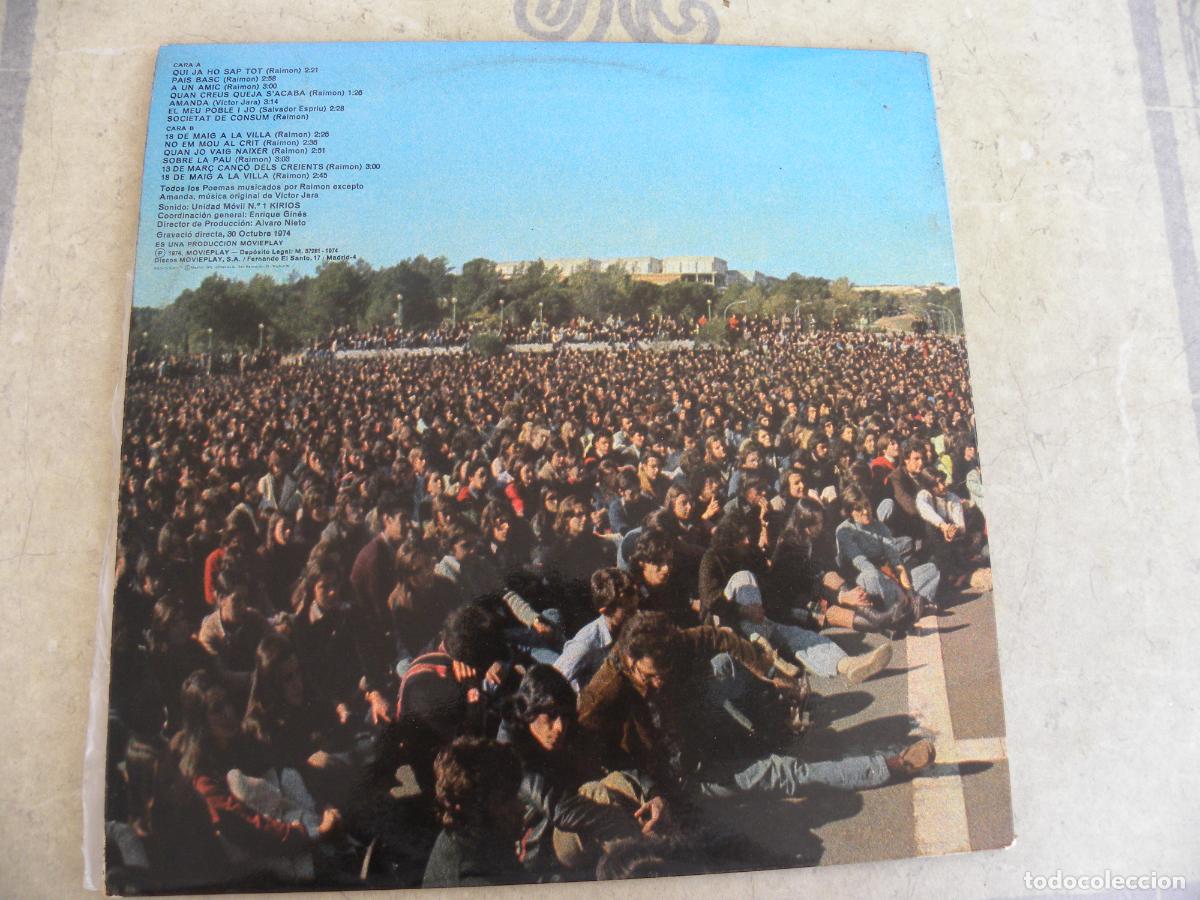 Discos de vinilo: RAIMON (CAMPUS DE BELLATERRA) -LP 1974 - Foto 2
