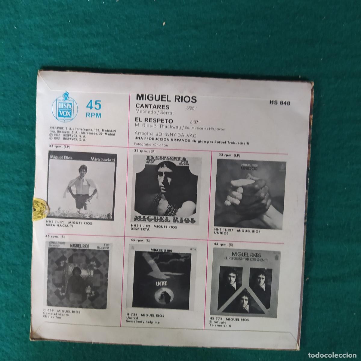 Discos de vinilo: Miguel Rios &ndash; Cantares / El Respeto - Foto 2