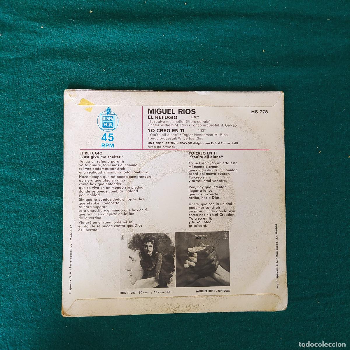Discos de vinilo: Miguel Rios &ndash; El Refugio/Yo Creo En Ti - Foto 2