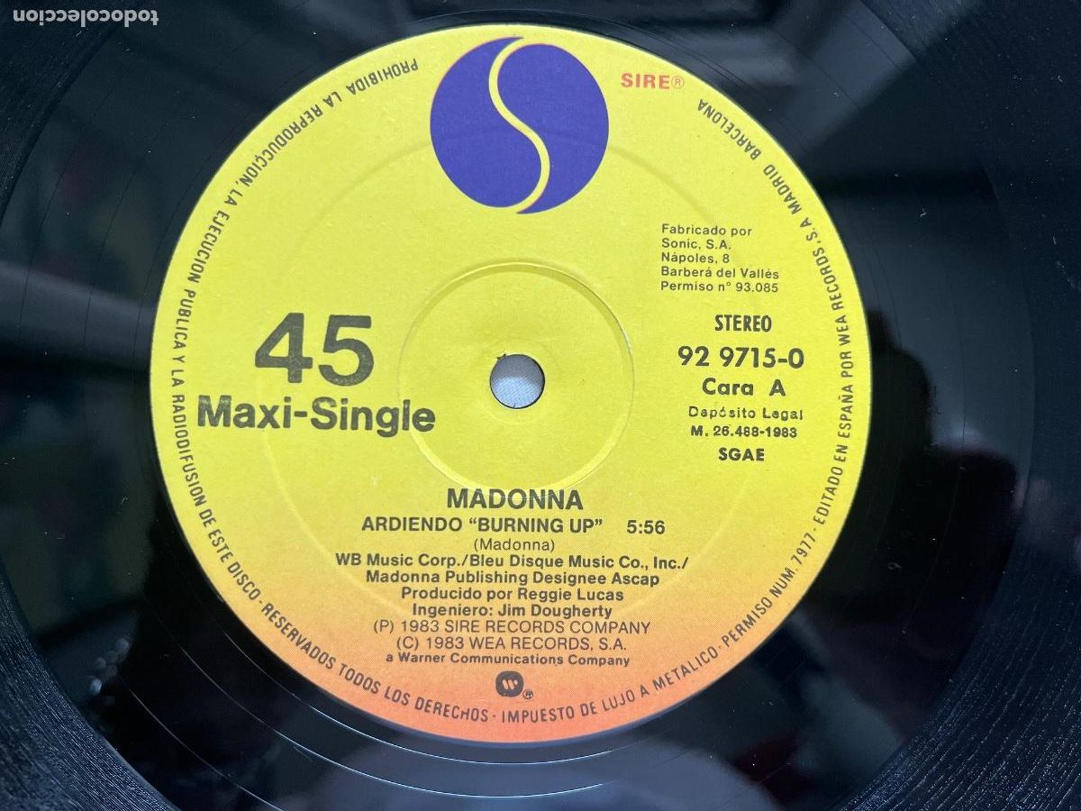 Discos de vinilo: MADONNA. Ardiendo (vinilo 12&rdquo; maxi-single 1983) - Foto 3