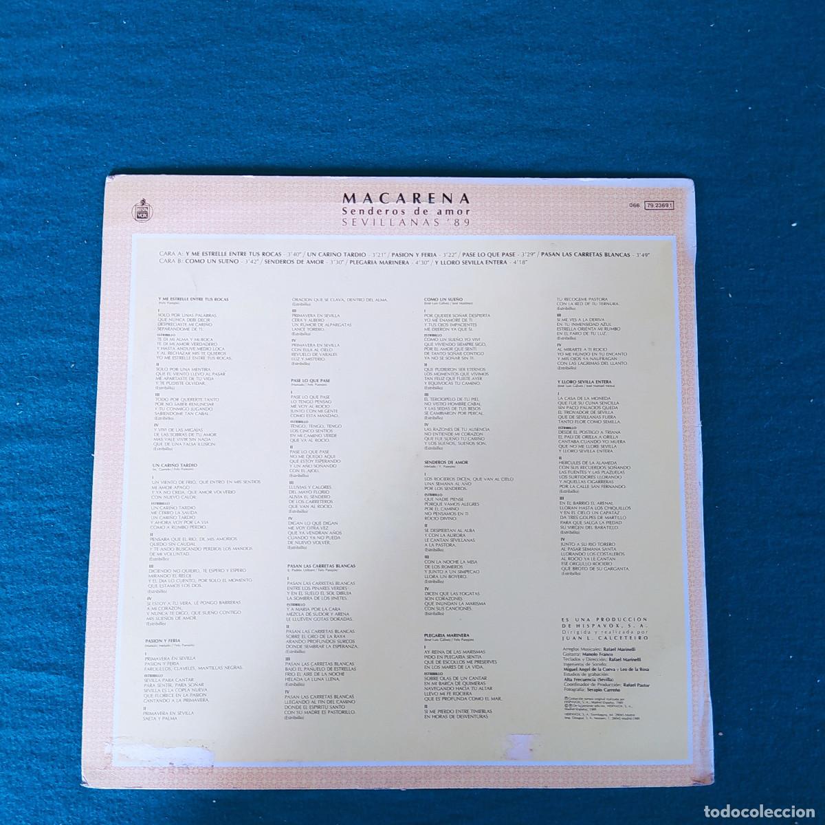 Discos de vinilo: MACARENA SENDEROS DE AMOR - Foto 2