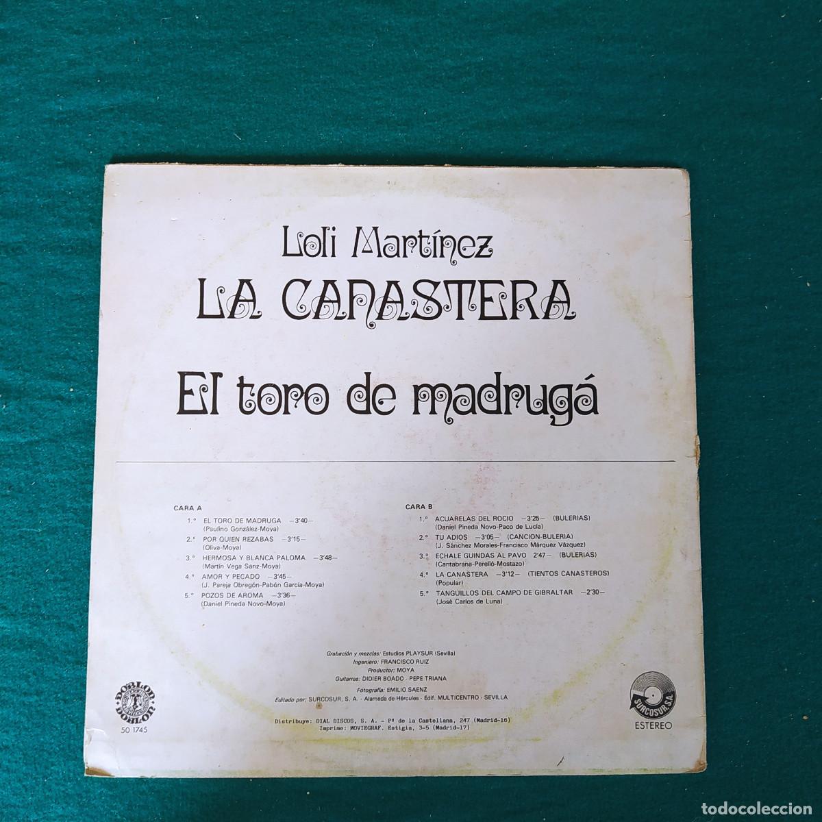 Discos de vinilo: Loly Mart&iacute;nez La Canastera &ndash; El Toro De Madrugada - Foto 2