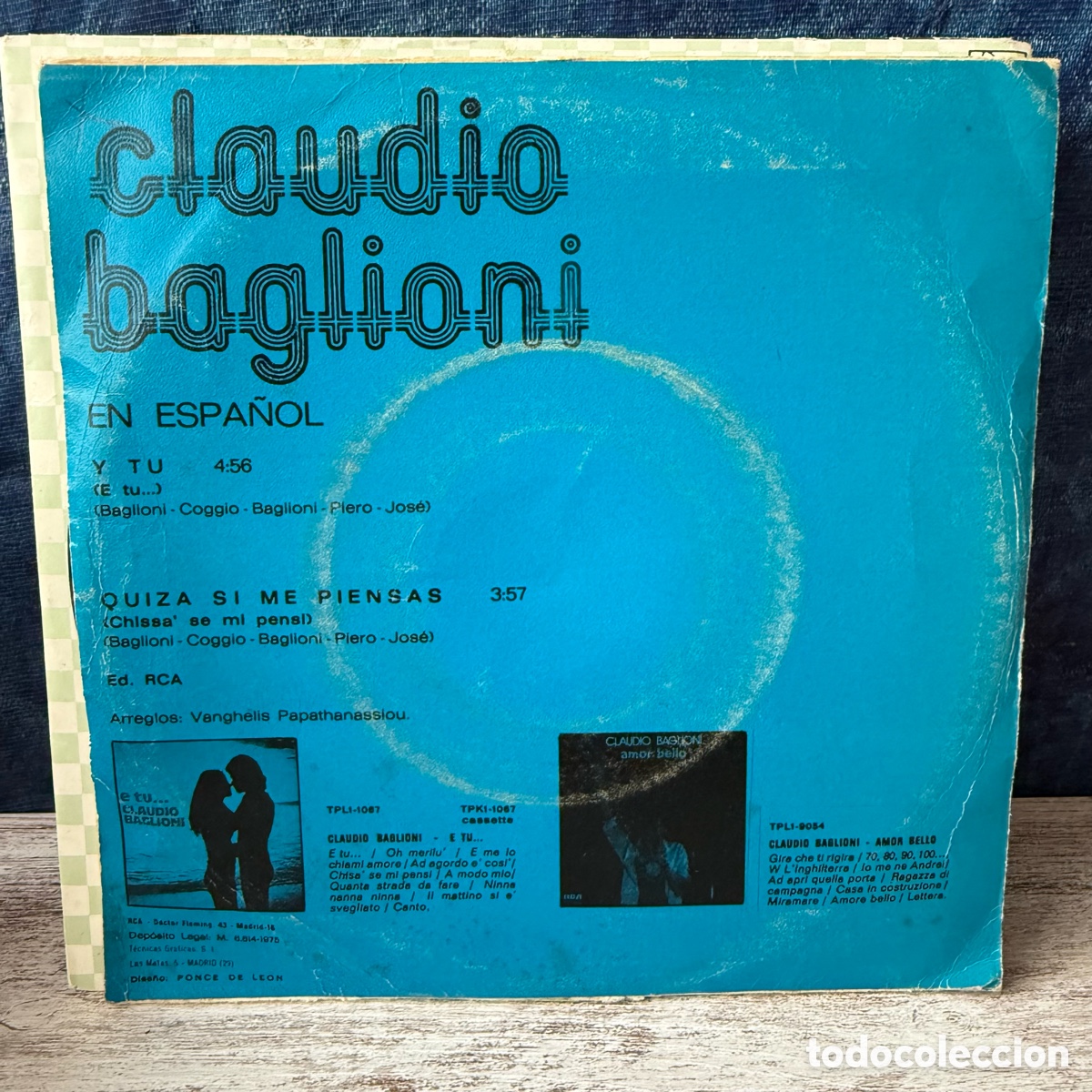 Discos de vinilo: Claudio Baglioni - Y Tu (En Espa&ntilde;ol) (7&rdquo;) - Foto 2