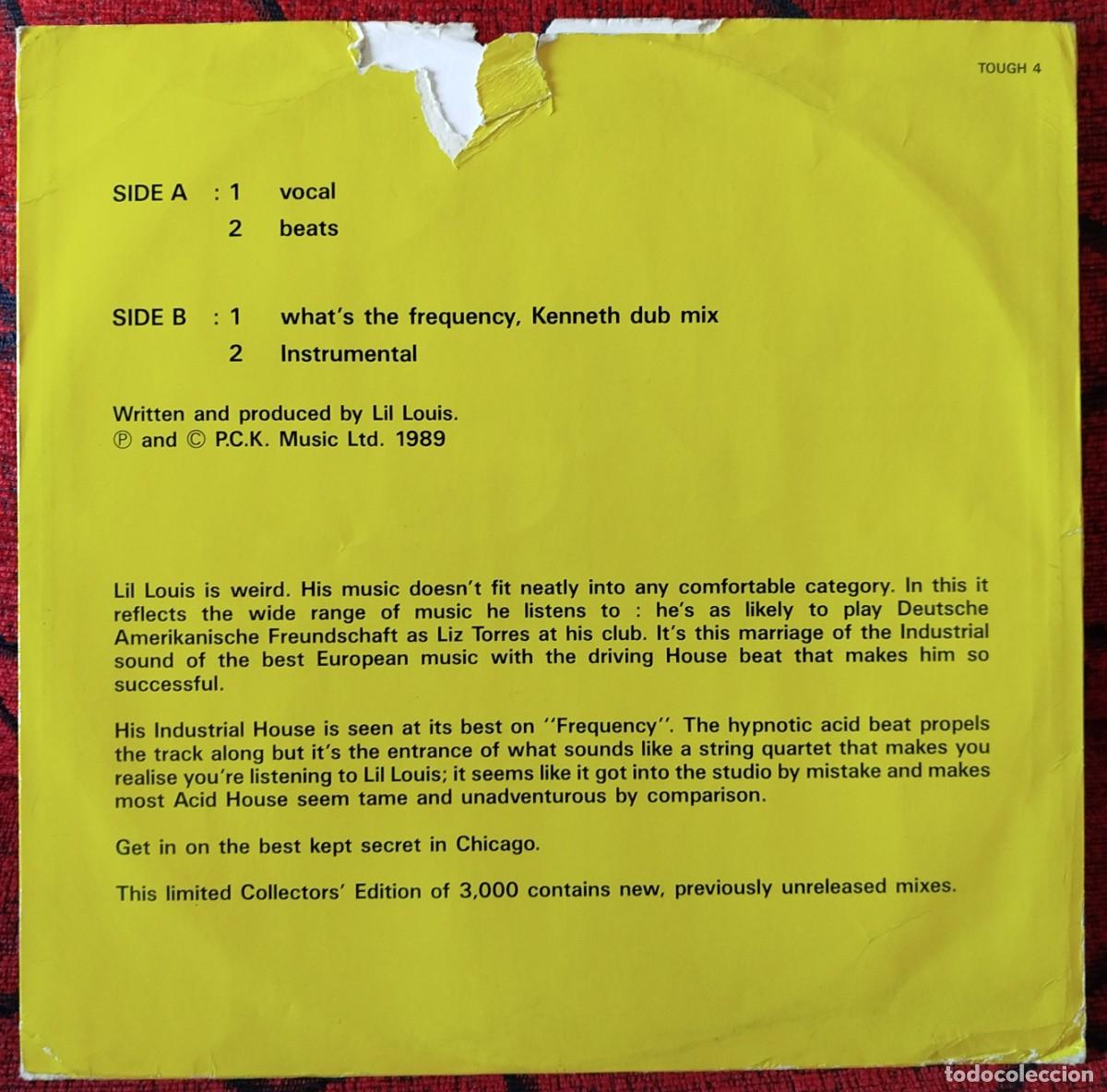 Discos de vinilo: LIL LOUIS ** Frequency (Remix) ** MAXI SINGLE VINILO 1989 UK - Foto 2