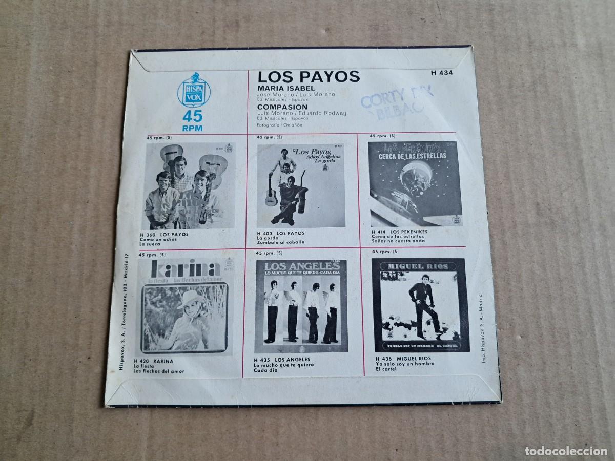 Discos de vinilo: LOS PAYOS - MARIA ISABEL SINGLE 1969 - Foto 3