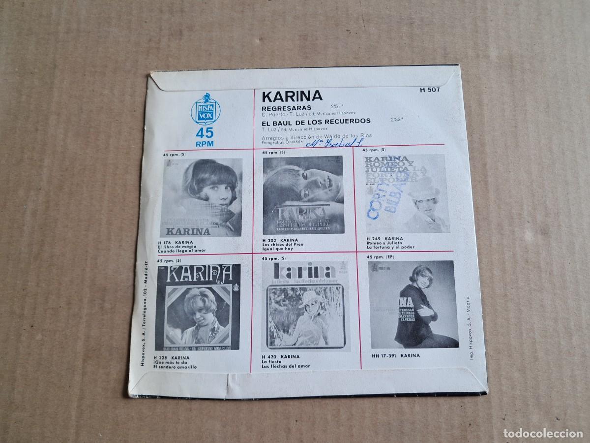 Discos de vinilo: KARINA - REGRESARAS SINGLE 1969 - Foto 3