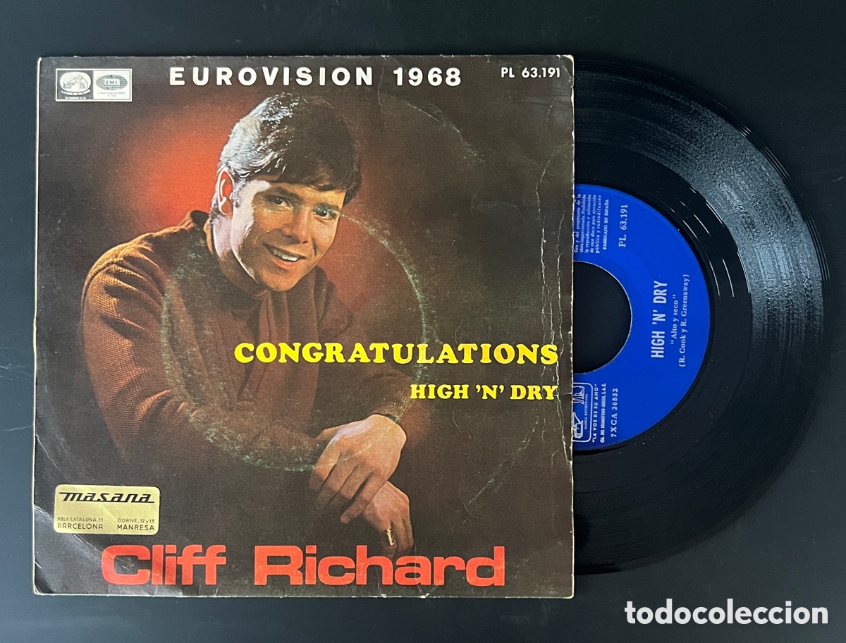 Discos de vinilo: cliff richard, congratulations (eurovision 1968 - Foto 1