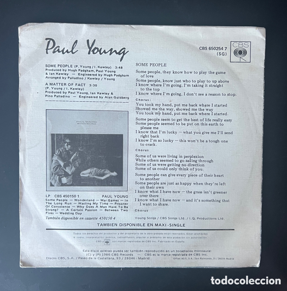Discos de vinilo: PAUL YOUNG/SOME PEOPLE/SINGLE PROMOCIONAL - Foto 2