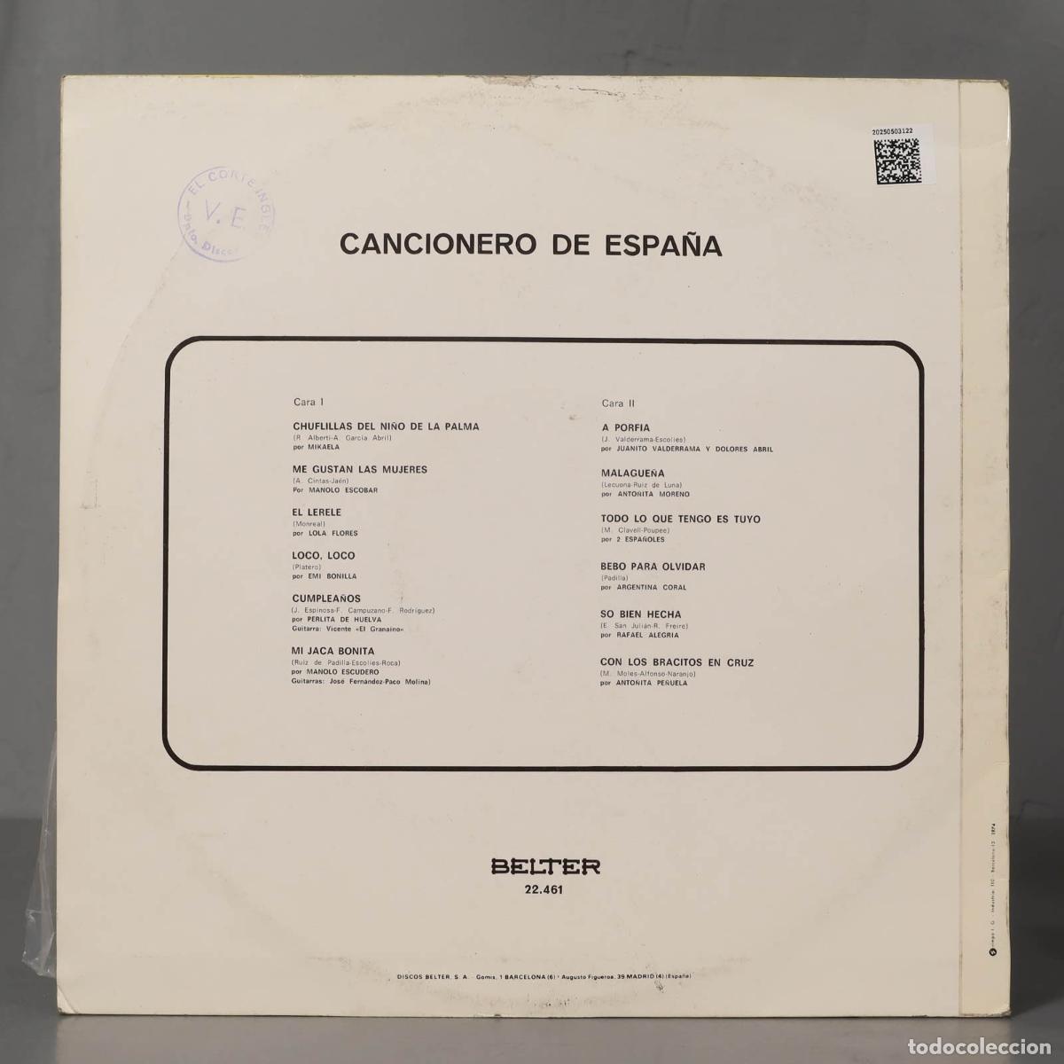 Discos de vinilo: LP. CANCIONERO DE ESPA&Ntilde;A - Foto 2