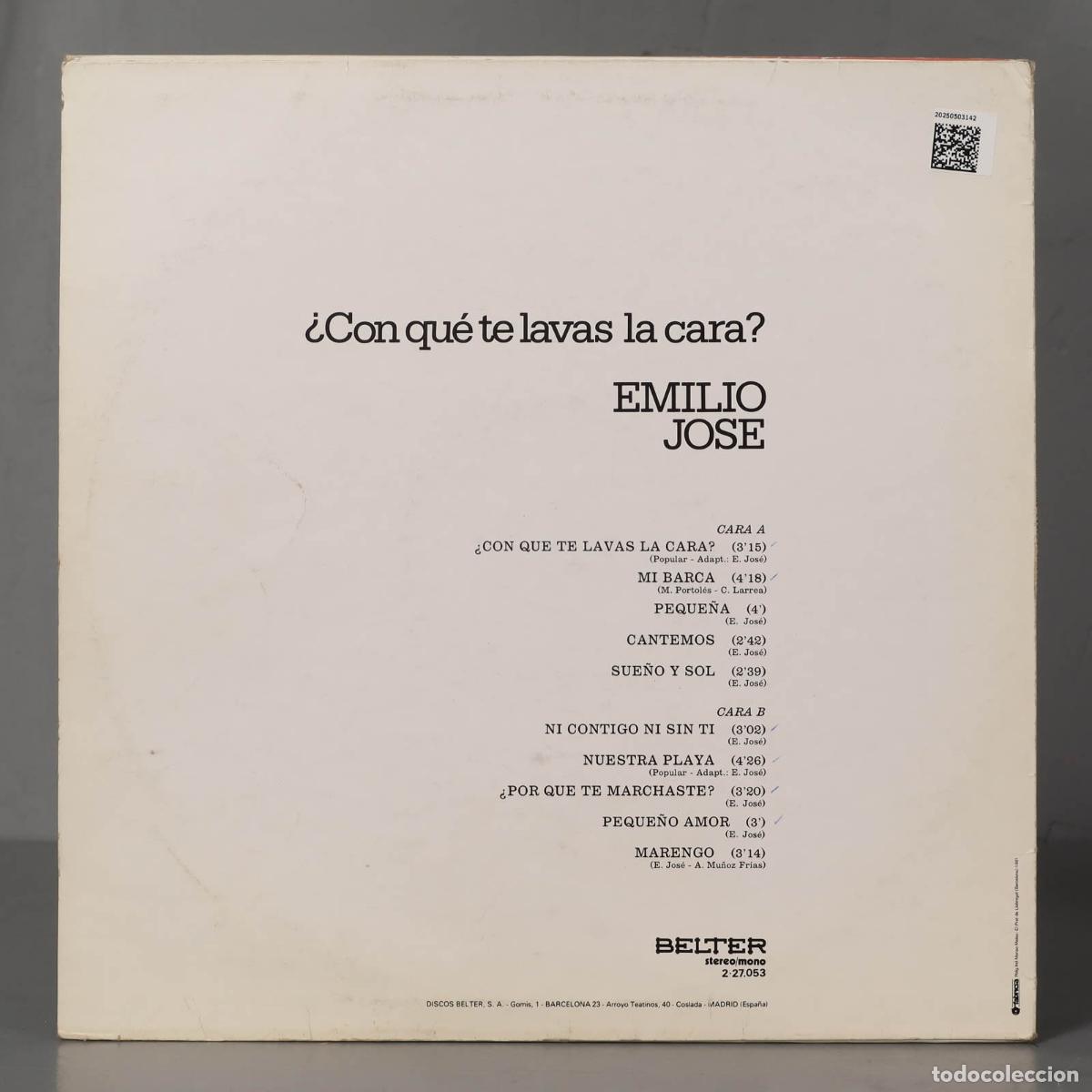Discos de vinilo: LP. Emilio Jos&eacute; - &iquest;Con qu&eacute; te lavas la cara? - Foto 2