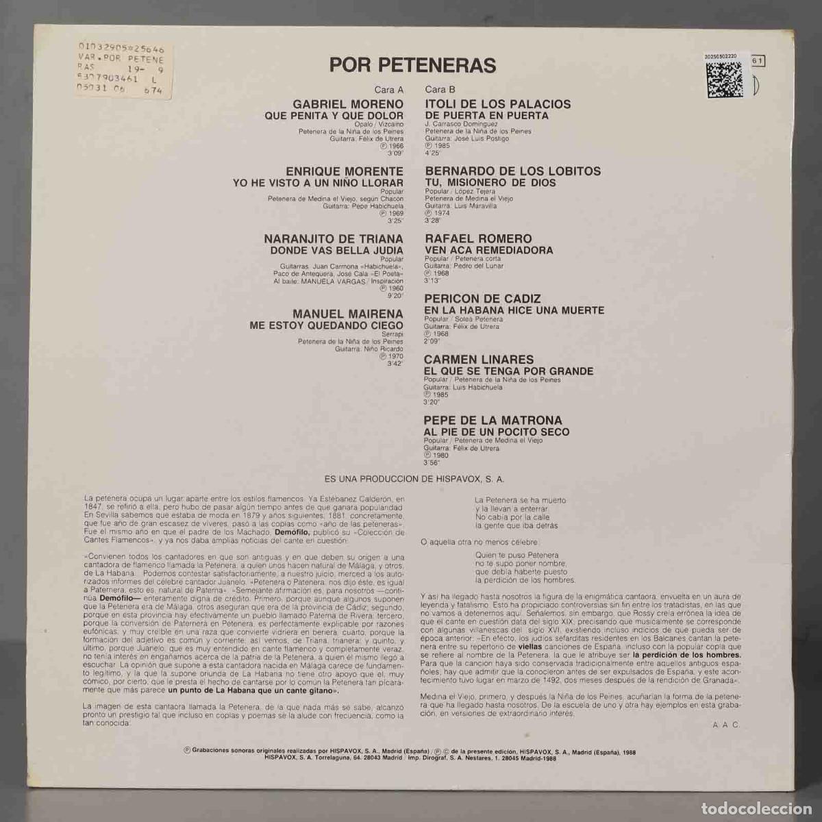Discos de vinilo: LP. Various &ndash; Por Peteneras - Foto 2