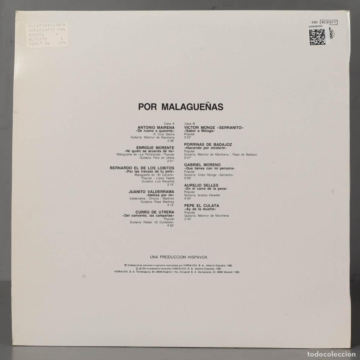 Discos de vinilo: LP. Various &ndash; Por Malague&ntilde;as - Foto 2