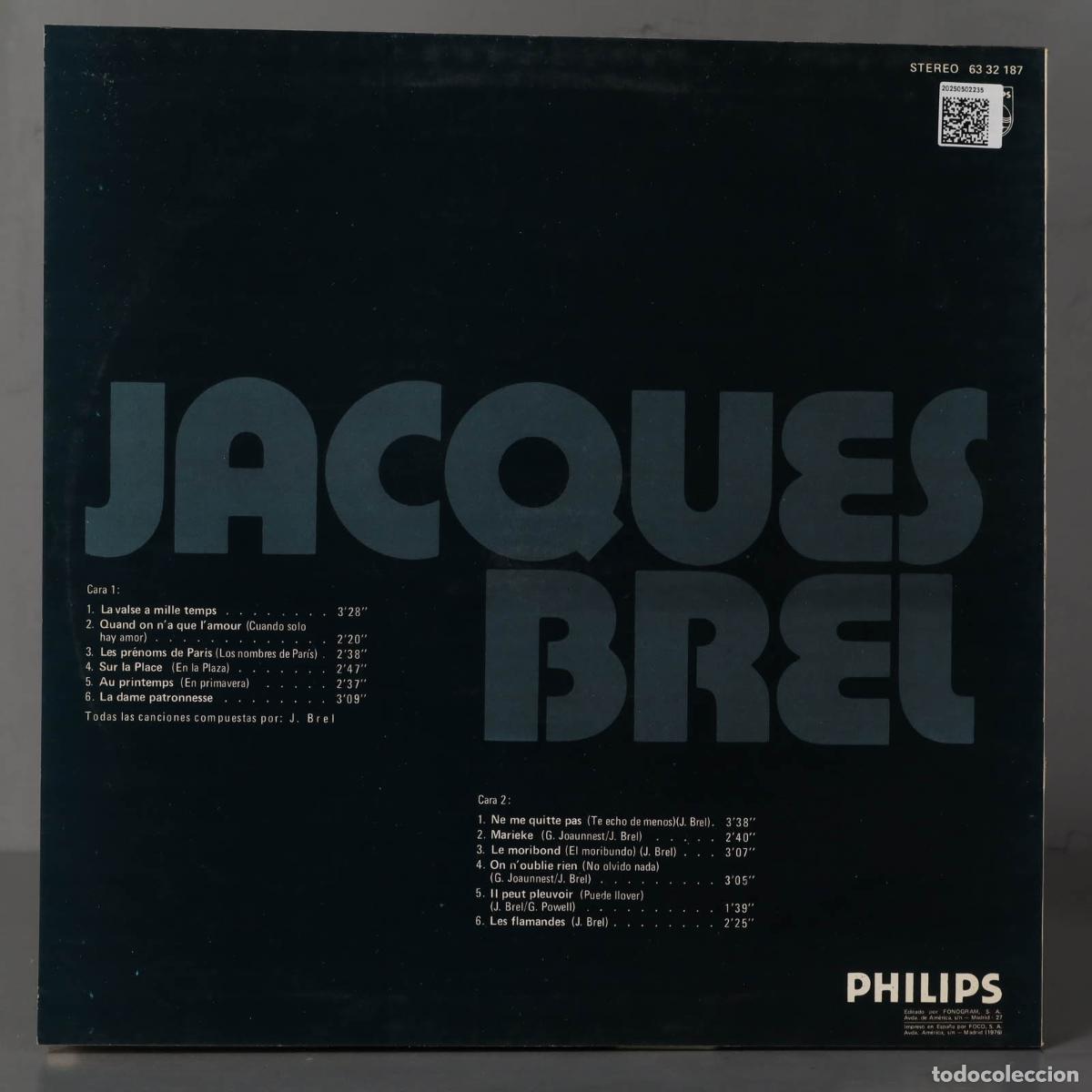 Discos de vinilo: LP. JACQUES BREL. Disco de Oro - Foto 2