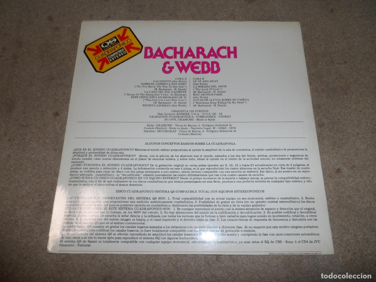 Discos de vinilo: ORQUESTA 101 STRINGS - EXITOS BACHARACH & WEBB (SPAIN 1976) - Foto 2