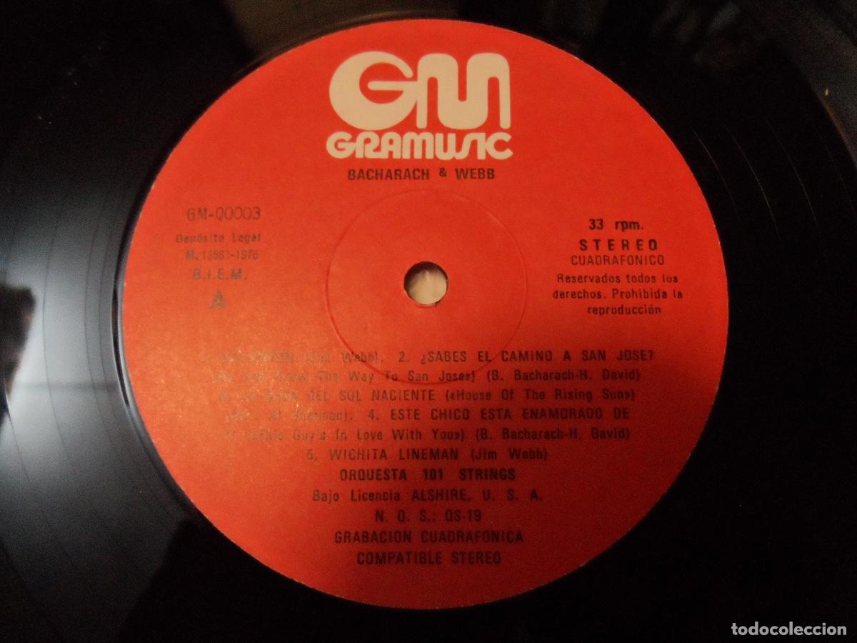 Discos de vinilo: ORQUESTA 101 STRINGS - EXITOS BACHARACH & WEBB (SPAIN 1976) - Foto 3