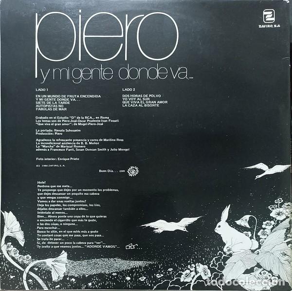 Discos de vinilo: Piero &ndash; Y Mi Gente Donde Va... - Foto 2