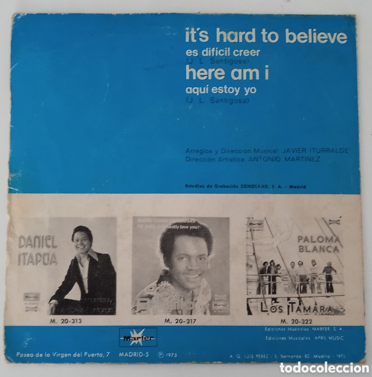 Discos de vinilo: BASILIO - Its hard to believe (1975) single - Foto 2