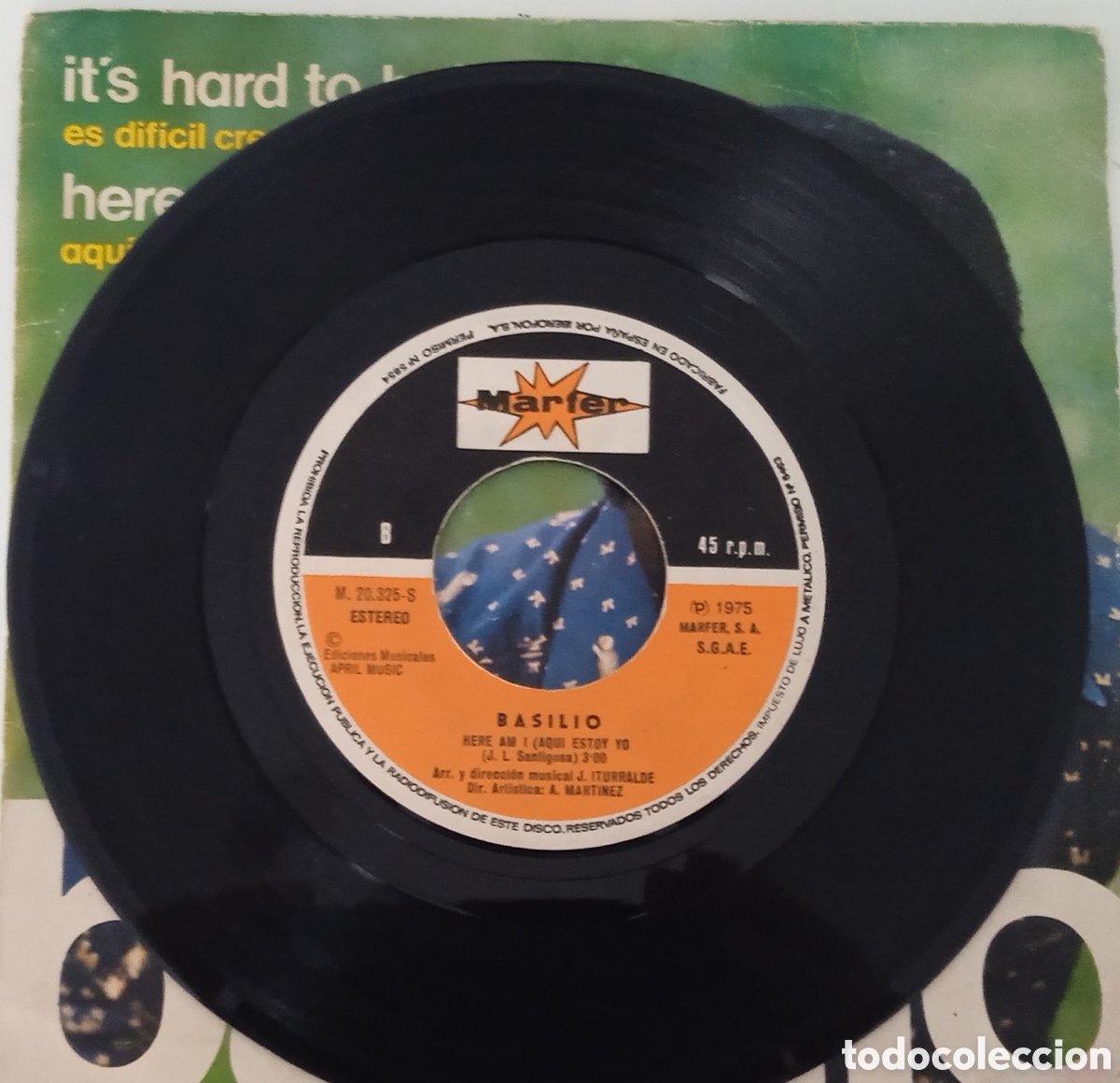 Discos de vinilo: BASILIO - Its hard to believe (1975) single - Foto 6