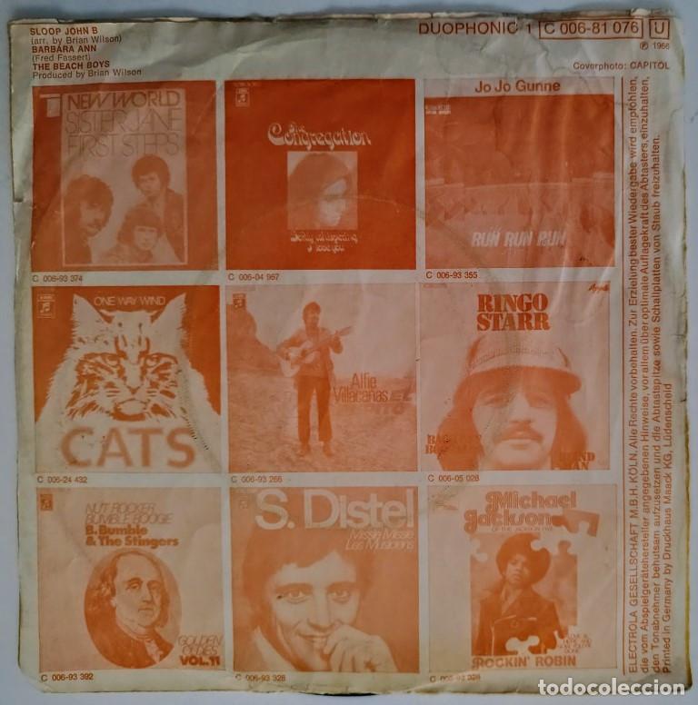 Discos de vinilo: Beach Boys. Barbara Ann/ Sloop John B. Capitol, Germany 1972 single - Foto 2