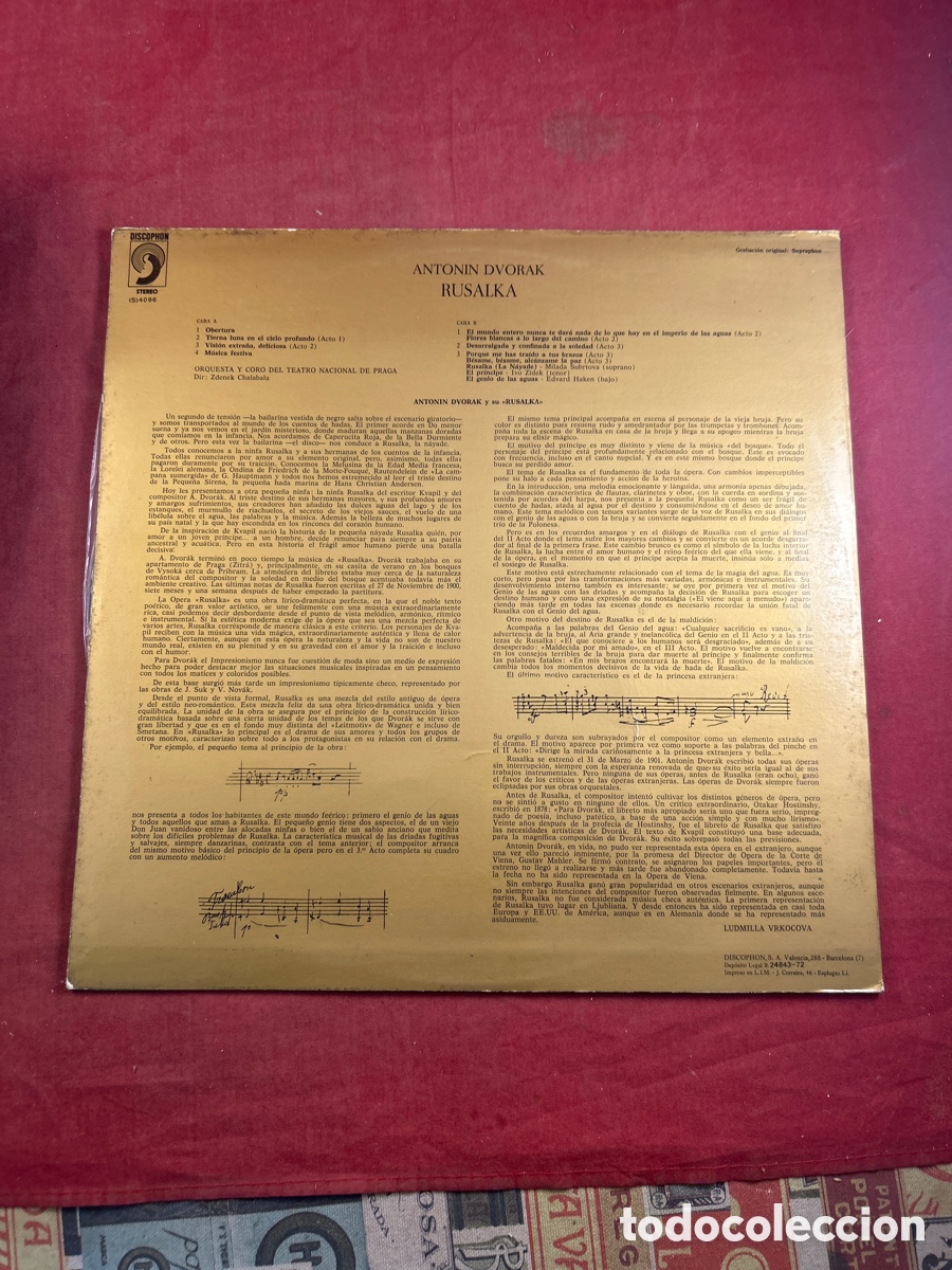 Discos de vinilo: ANTONIN DVORAK RUSALKA ORQUESTA Y COROS - Foto 2