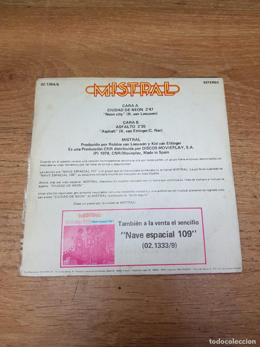 Discos de vinilo: MISTRAL-CIUDAD DE NEON-ASFALTO - Foto 2