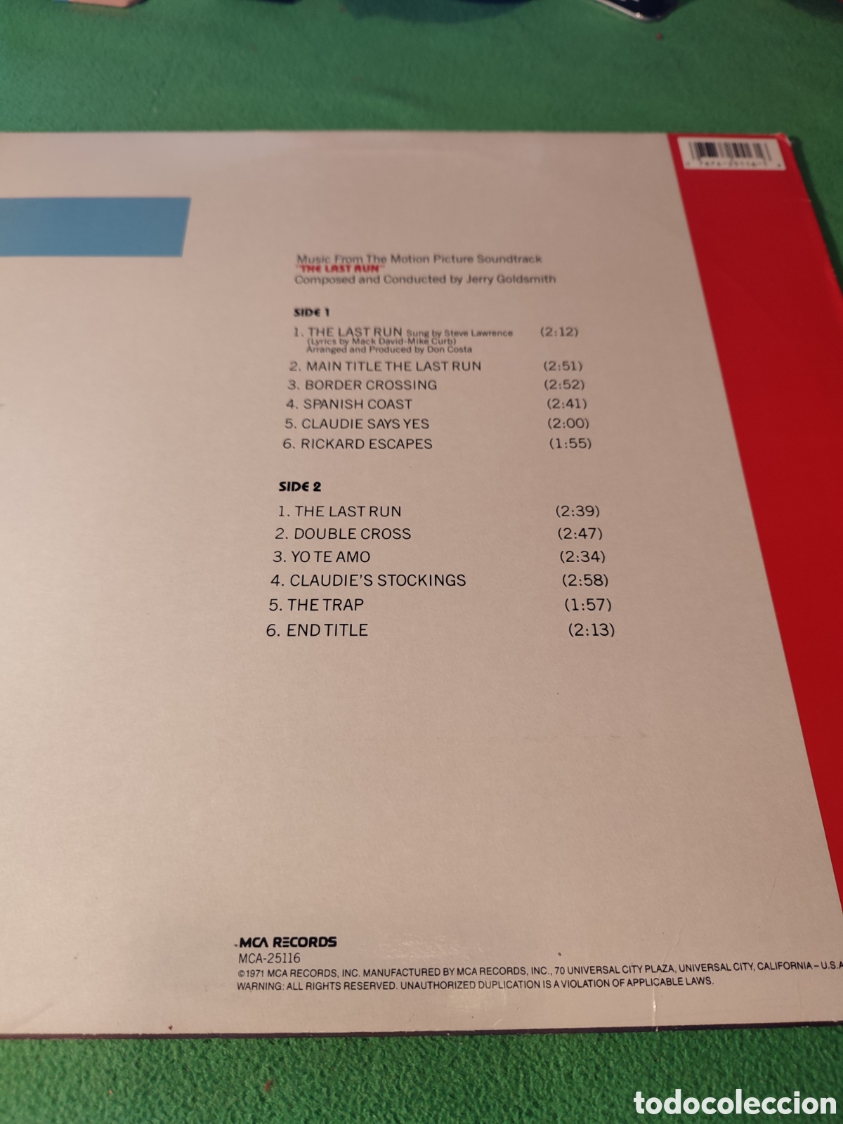 Discos de vinilo: Jerry Goldsmith - BSO The Last Run - Foto 2