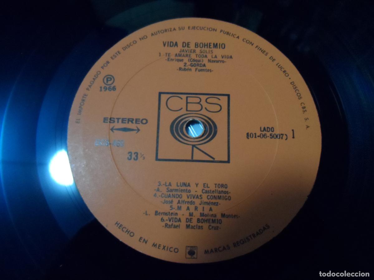 Discos de vinilo: Javier Solis &ndash; Vida De Bohemio (MEXICO 1966) - Foto 3