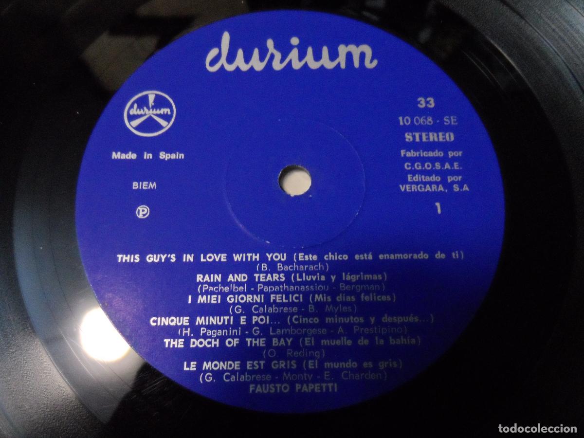 Discos de vinilo: Fausto Papetti &ndash; Fausto Papetti (SPAIN 1969) - Foto 3