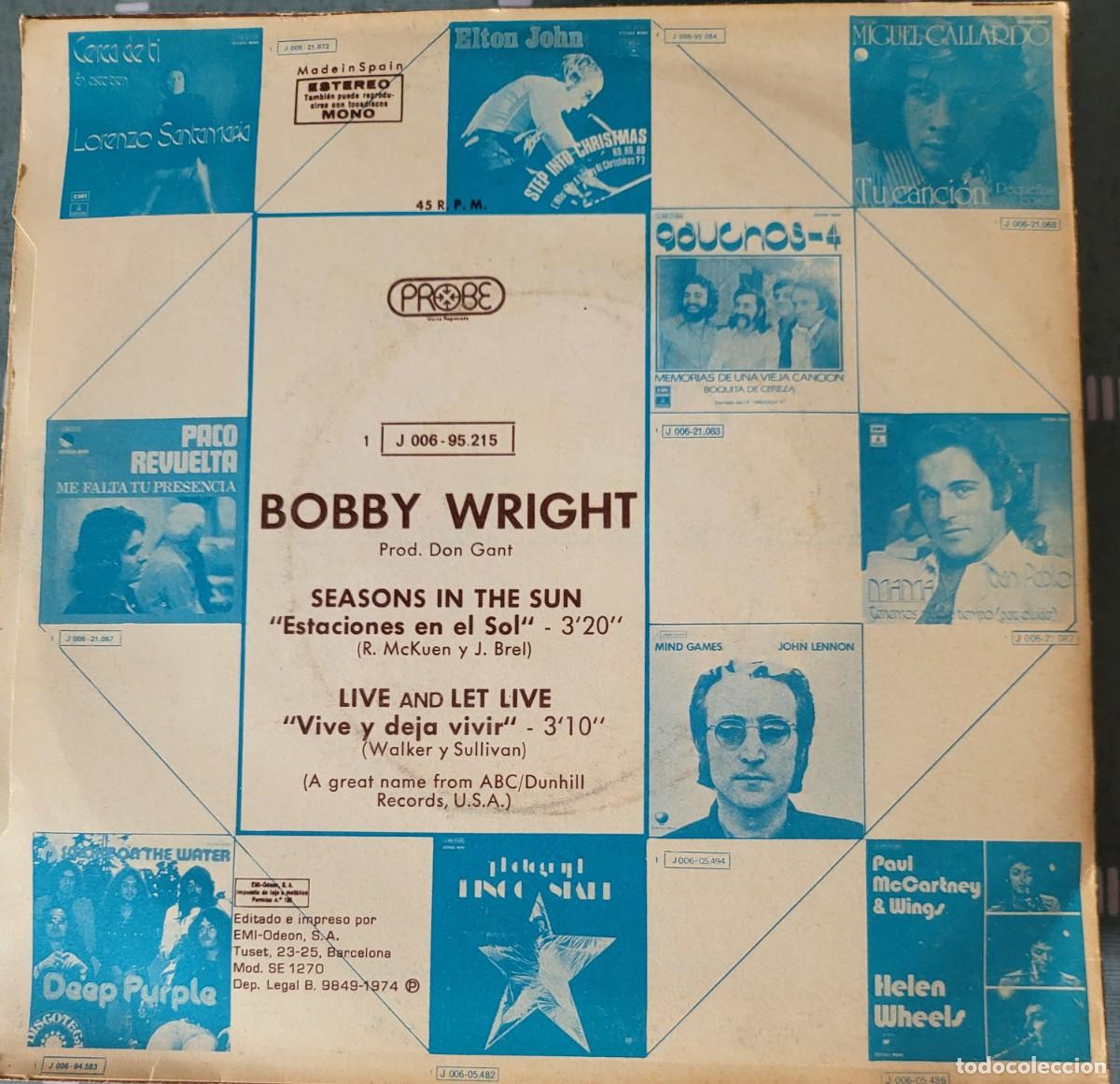 Discos de vinilo: Bobby Wright single sello Probe editado en Espa&ntilde;a a&ntilde;o 1975. - Foto 2