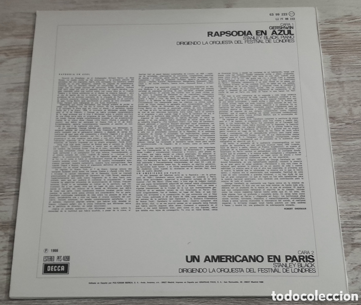 Discos de vinilo: GEORGE GERSHWIN - RAPSODIA EN AZUL - POLYGRAM 1981 - Foto 2