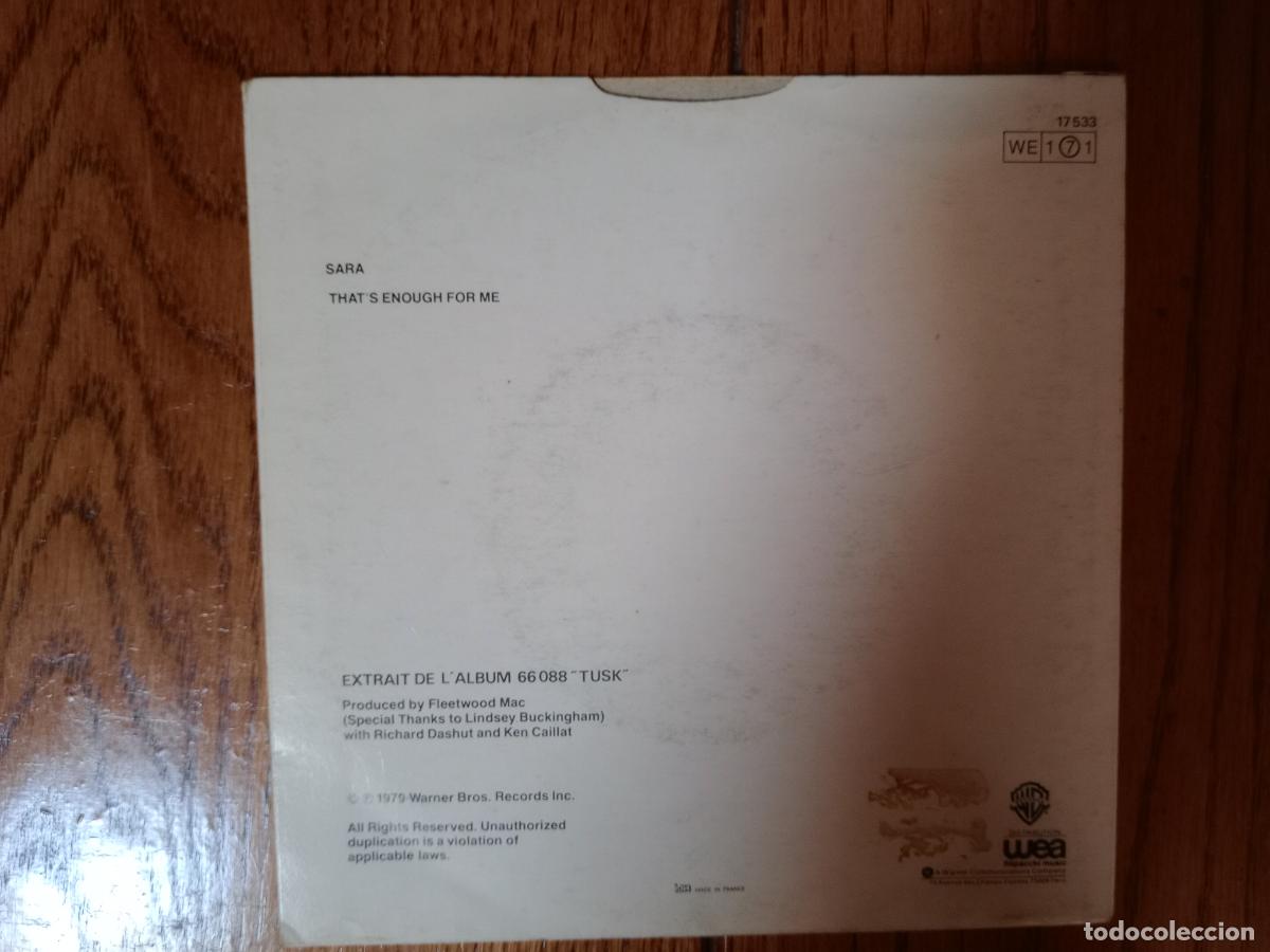 Discos de vinilo: Fleetwood Mac - Sara + thats enough for me - Foto 2
