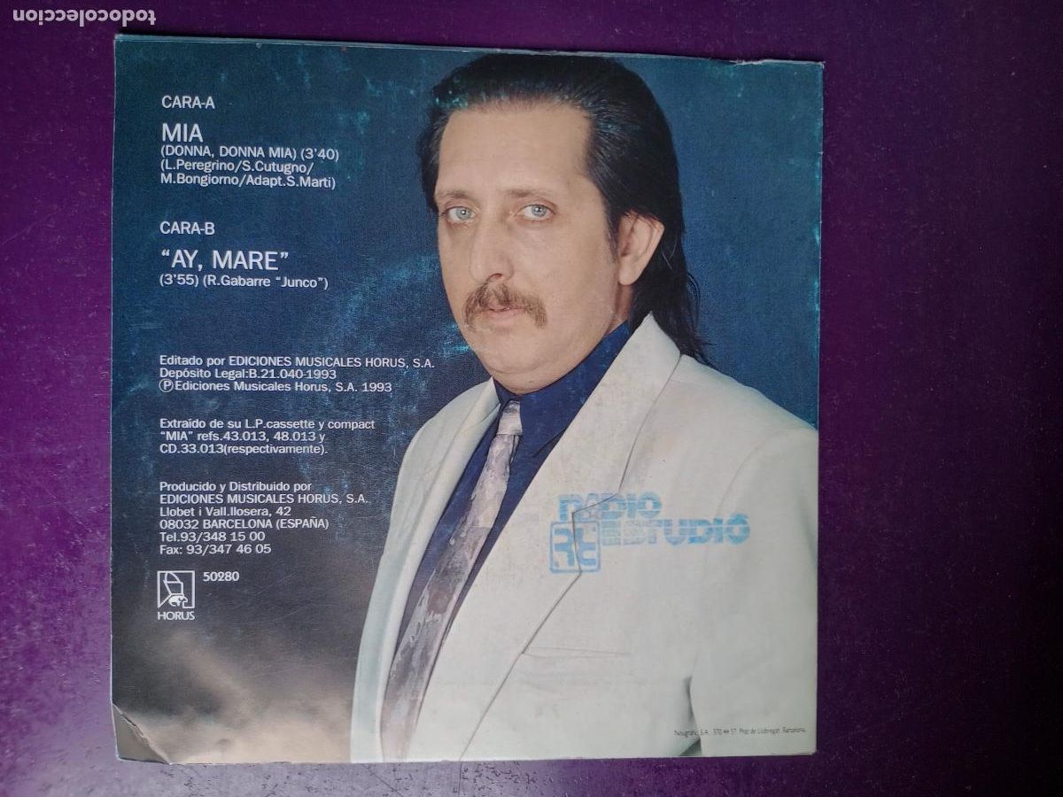 Discos de vinilo: Junco &ndash; Mia / Ay Mare - Sg HORUS 1993 - BALADA GITANA POP - Foto 2