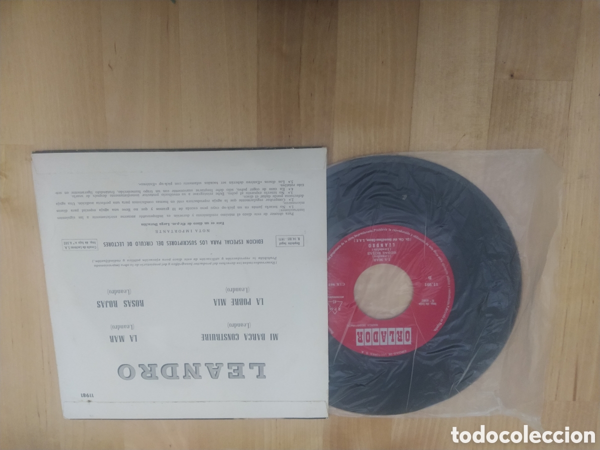 Discos de vinilo: LEANDRO - SINGLE MI BARCA CONSTRUIR&Eacute; + 3 SINGLE - Foto 2
