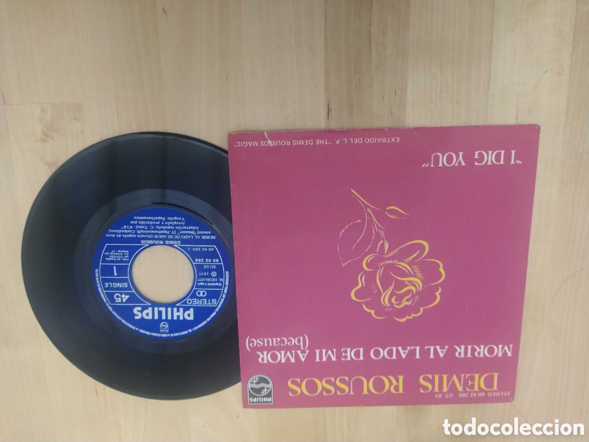 Discos de vinilo: DEMI ROUSSOS - SINGLE MORIR AL LADO DE MI AMOR (BECAUSE) - Foto 2