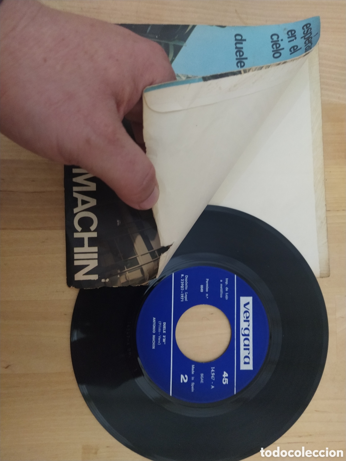 Discos de vinilo: ANTONIO MACH&Iacute;N - SINGLE ESPERAME EN EL CIELO/DUELE - Foto 3