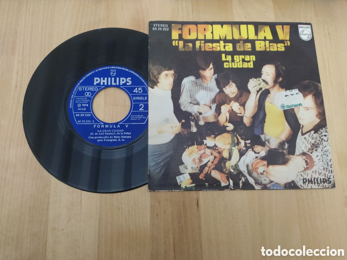 Discos de vinilo: FORMULA V - SINGLE LA FIESTA DE BLAS/LA GRAN CIUDAD - Foto 2