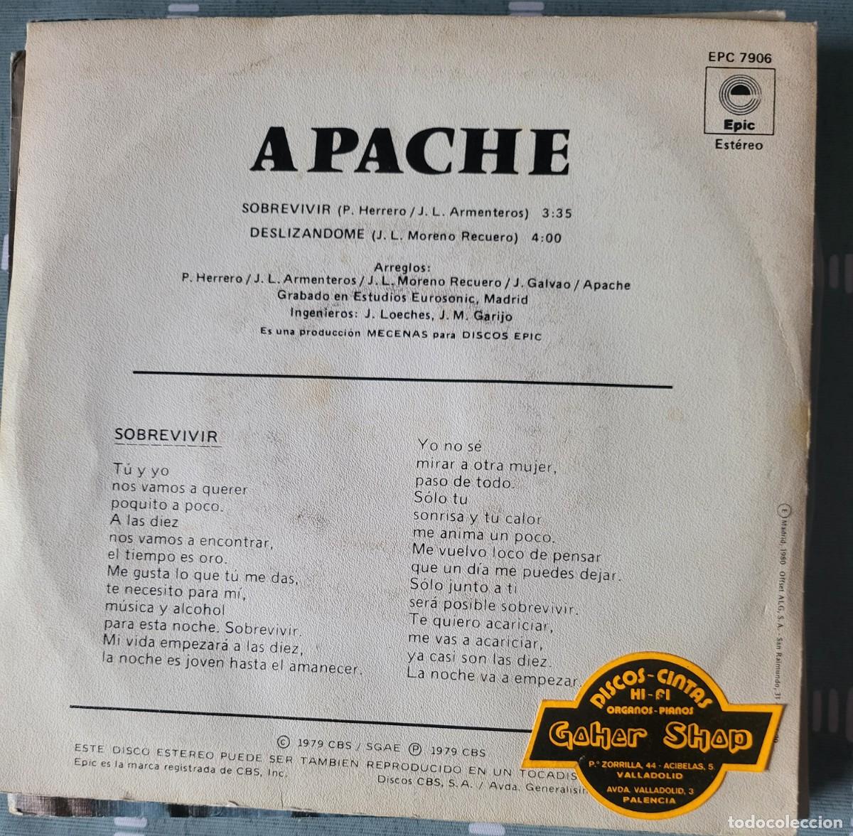 Discos de vinilo: Apache single sello Epic editado en Espa&ntilde;a a&ntilde;o 1979... - Foto 2