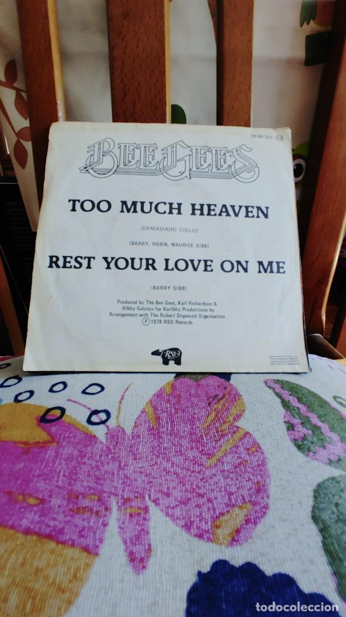 Discos de vinilo: BEE GEES-SINGLE TOO MUCH HEAVEN - Foto 2