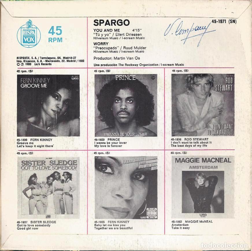 Discos de vinilo: SPARGO &middot;&middot;&middot; You And Me / Worry - (Single) - Foto 2