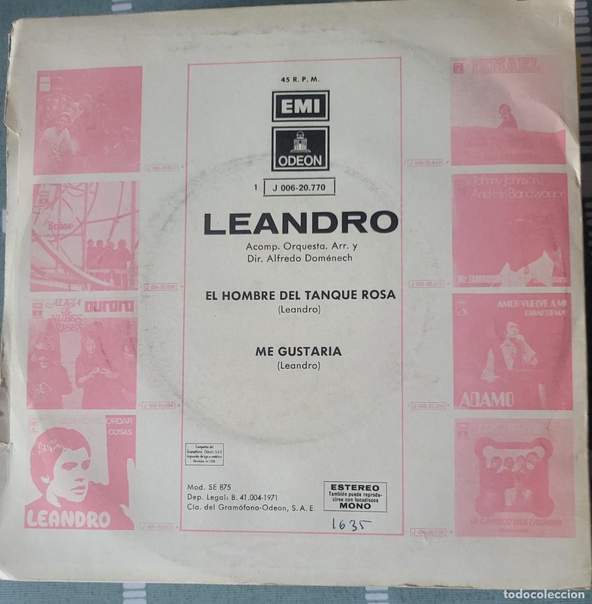 Discos de vinilo: Leandro single sello Emi-Odeon editado en Espa&ntilde;a...a&ntilde;o 1971 - Foto 2