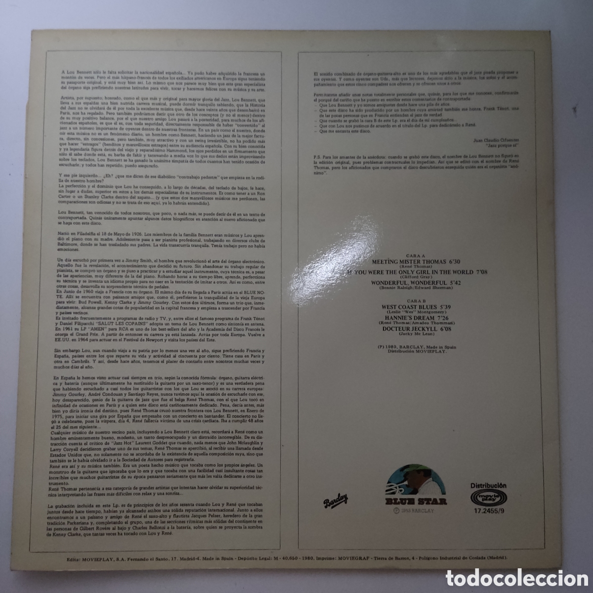 Discos de vinilo: LOU BENNETT I Remember Ren&eacute; - VINILO LP - Foto 2