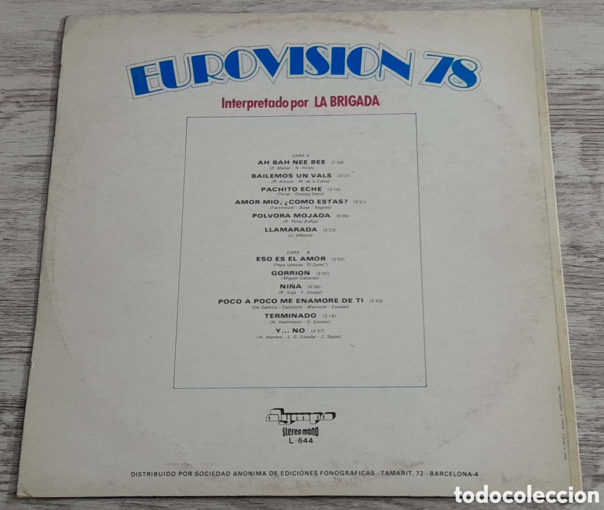 Discos de vinilo: LA BRIGADA - EUROVISION 78 - OLYMPO 1978 - Foto 2