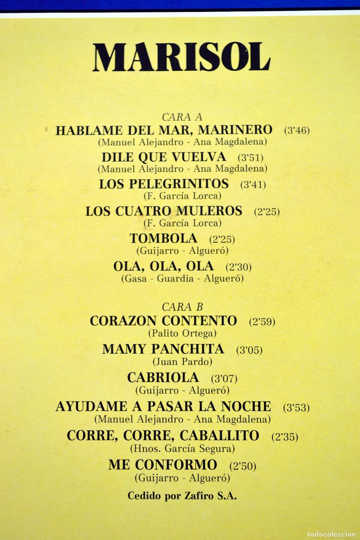 Discos de vinilo: MARISOL (EL CANCIONERO) LP ESPA&Ntilde;A (ADG1) - Foto 3