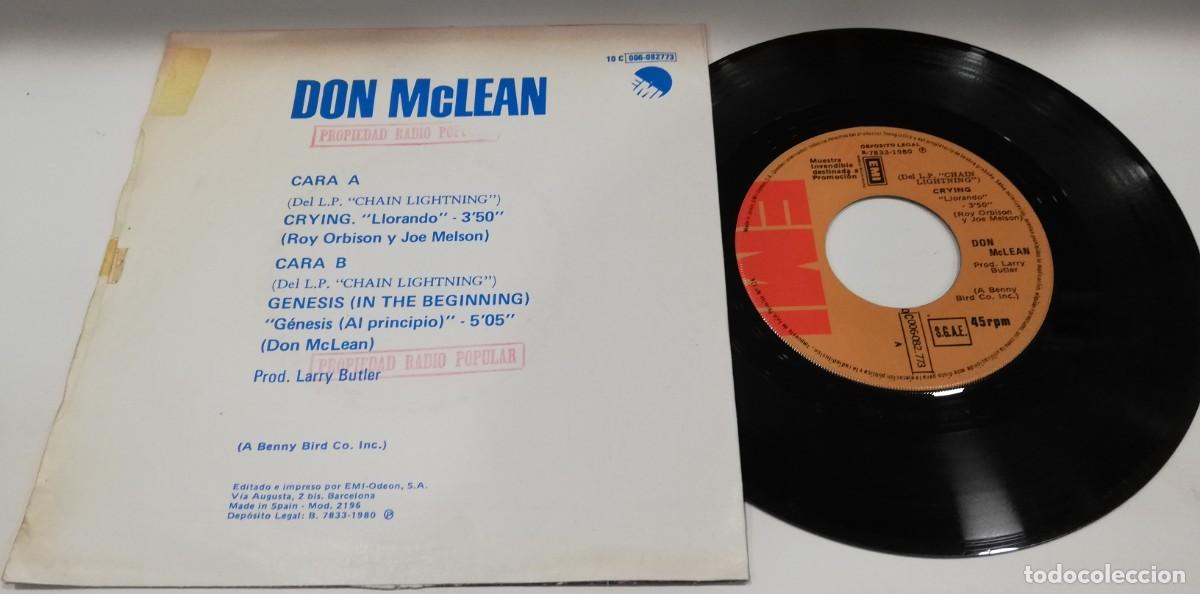 Discos de vinilo: SCO22-Don McLean - Crying (7&rdquo;, Single) - Foto 2
