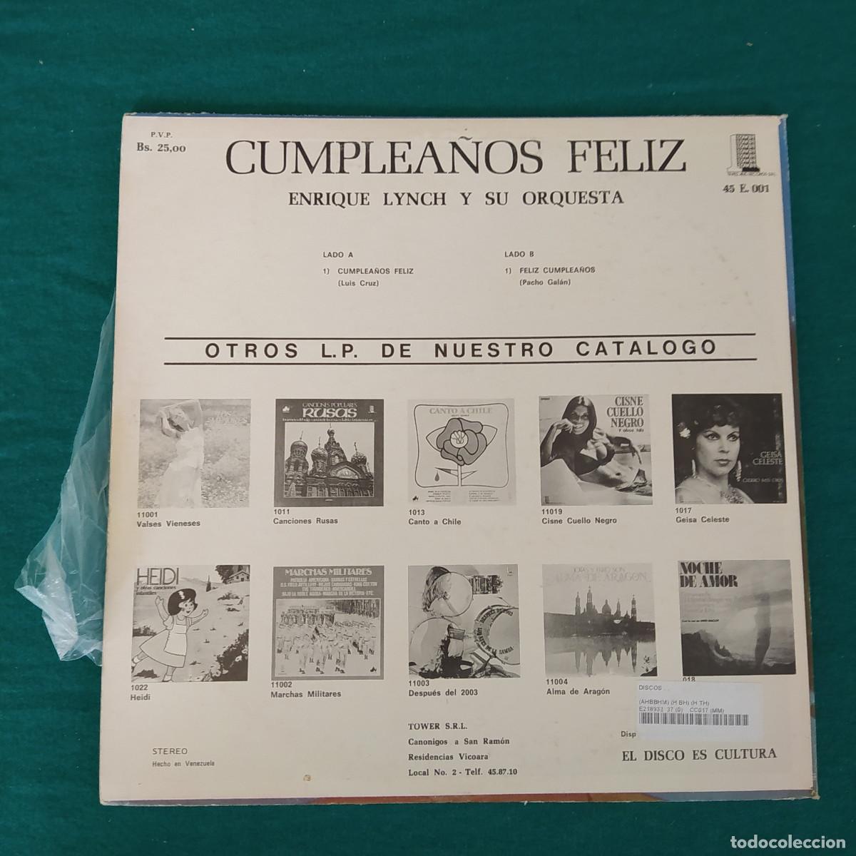 Discos de vinilo: cumplea&ntilde;os feliz enrique lynch - Foto 2