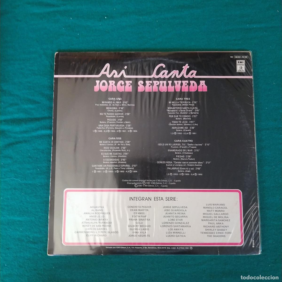 Discos de vinilo: Jorge Sepulveda &lrm;&ndash; As&iacute; Canta - Foto 2