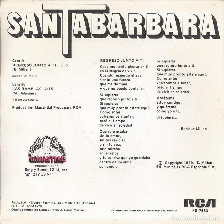 Discos de vinilo: SANTABARBARA &middot;&middot;&middot; Regreso Junto A Ti / Las Ramblas - (Single) - Foto 2