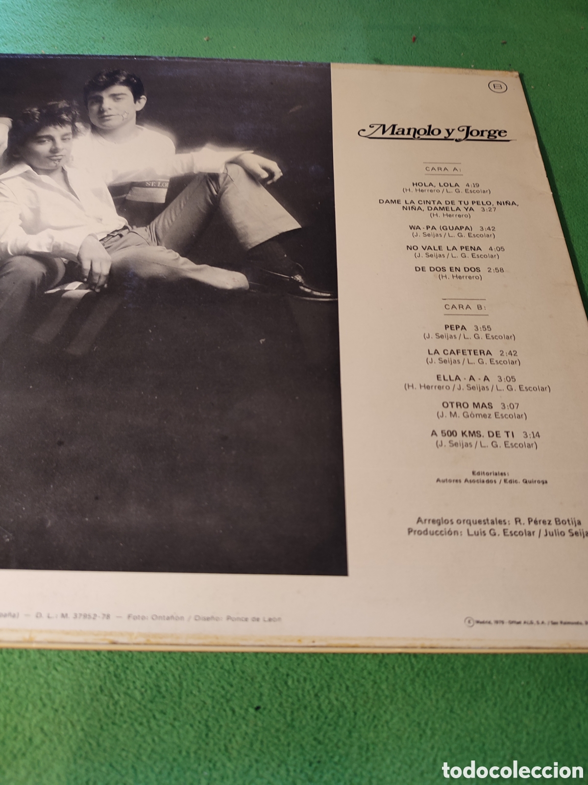 Discos de vinilo: Manolo y Jorge - Manolo y Jorge edici&oacute;n 1978 - Foto 2