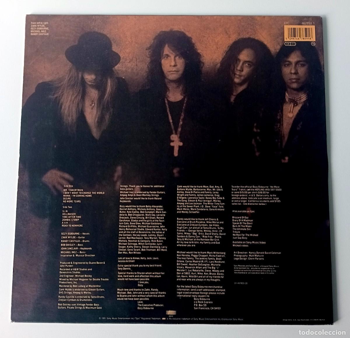 Discos de vinilo: LP OZZY OSBOURNE - NO MORE TEARS - Foto 2