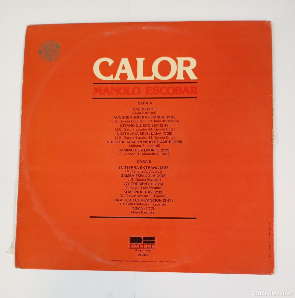 Discos de vinilo: MANOLO ESCOBAR. CALOR. LP. TDKLP6 - Foto 2